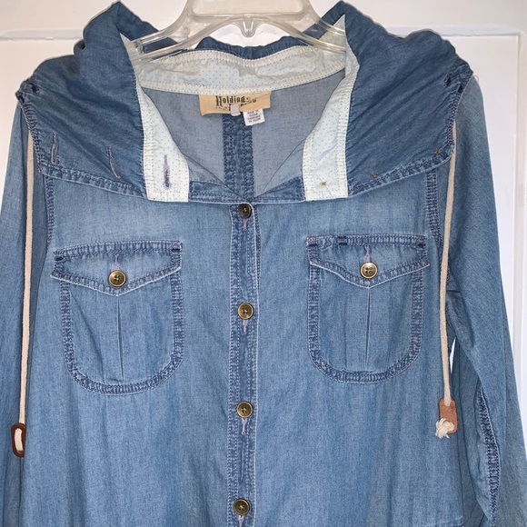 Anthropologie Hooded Chambray Jacket/Button Down - Picture 3 of 16